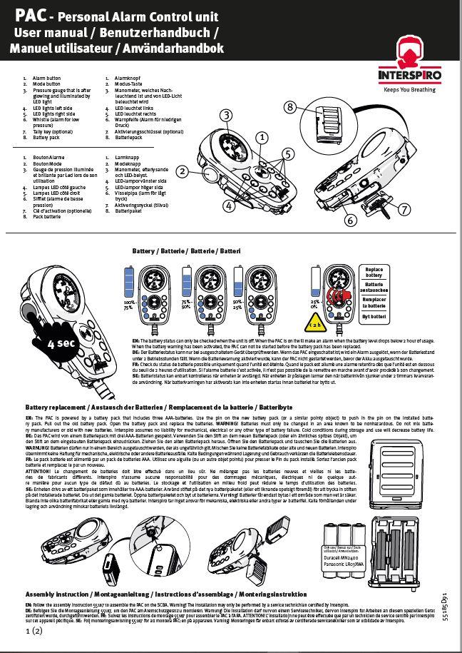 Firefighting user manual: 55185E - PAC user manual