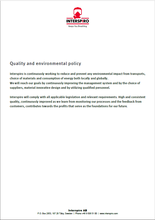 Quality and environmental policy