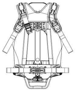 Incurve harness for cylinder pack, with holder for Spiromatic regulator